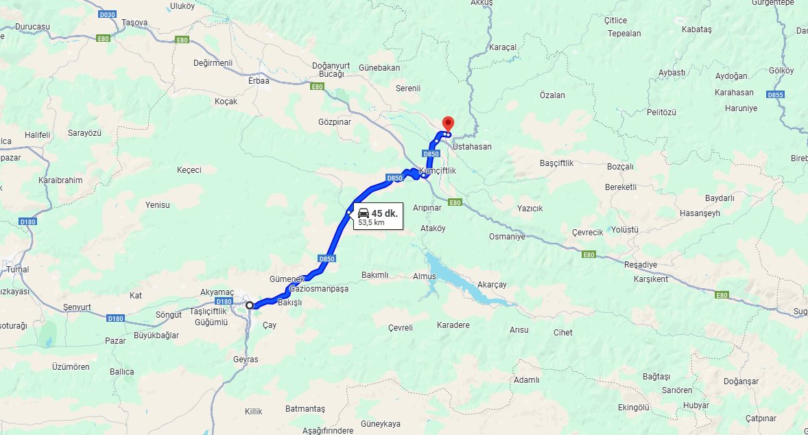 Tokat Niksar Arası Kaç Km