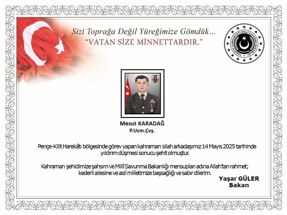 Şehit Mesut Karadağ Nereli, Kaç Yaşında? Yıldırım Düşmesi Sonucu Şehit Oldu