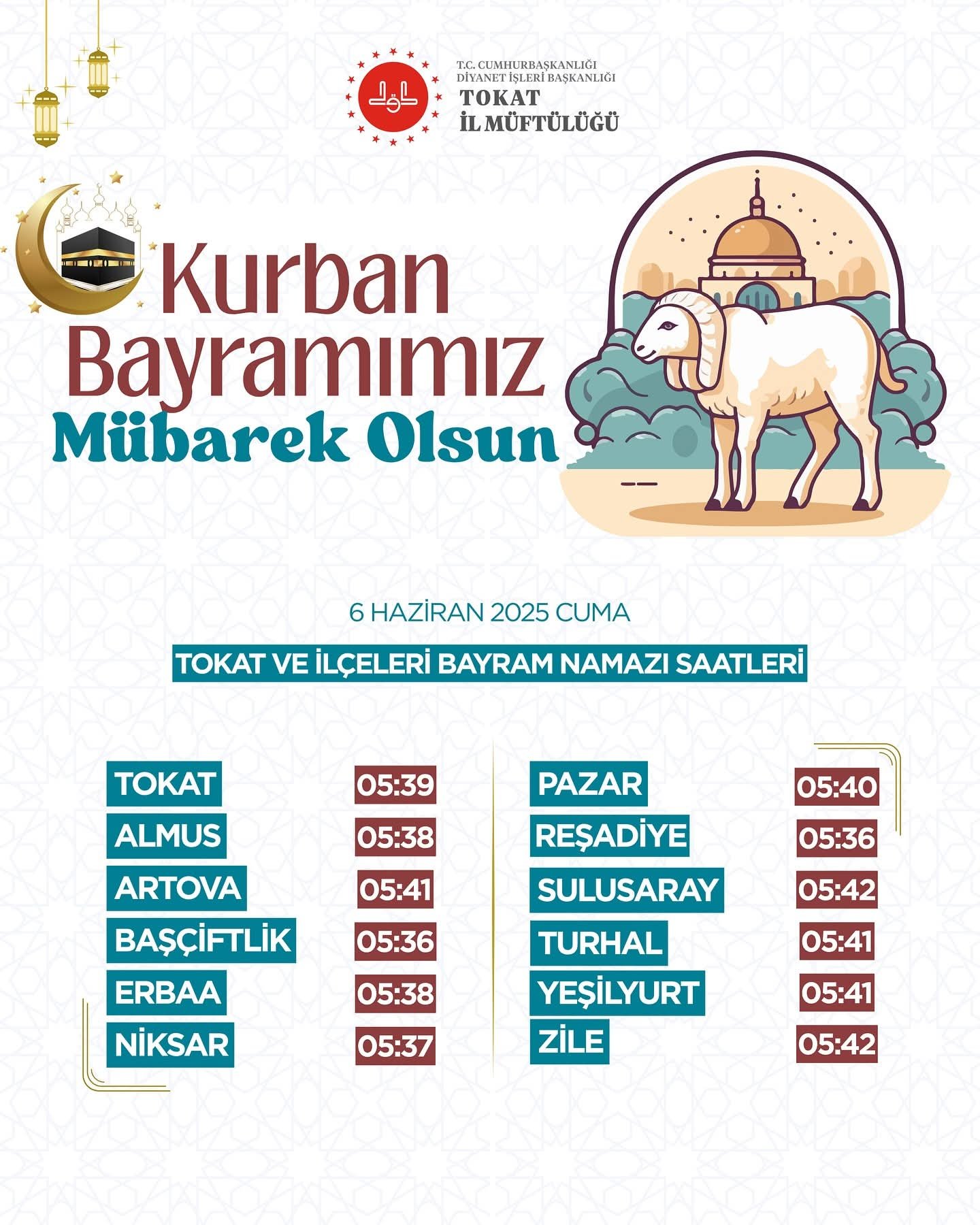 Tokat ve İlçelerinde Bayram Namazı Saat Kaçta? İşte İlçe İlçe Detaylar