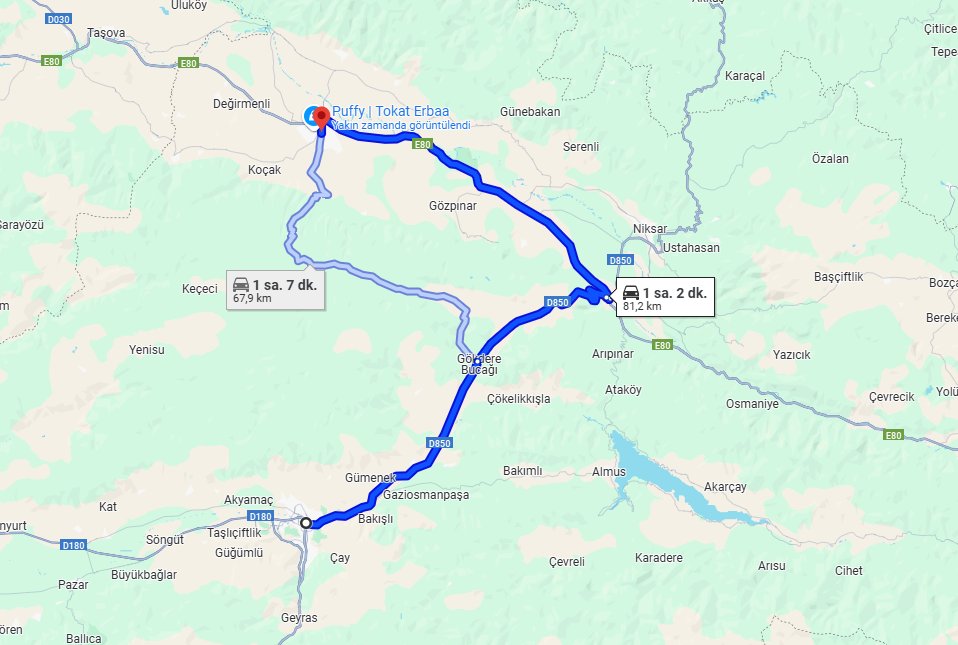 Tokat Erbaa Arası Kaç Km