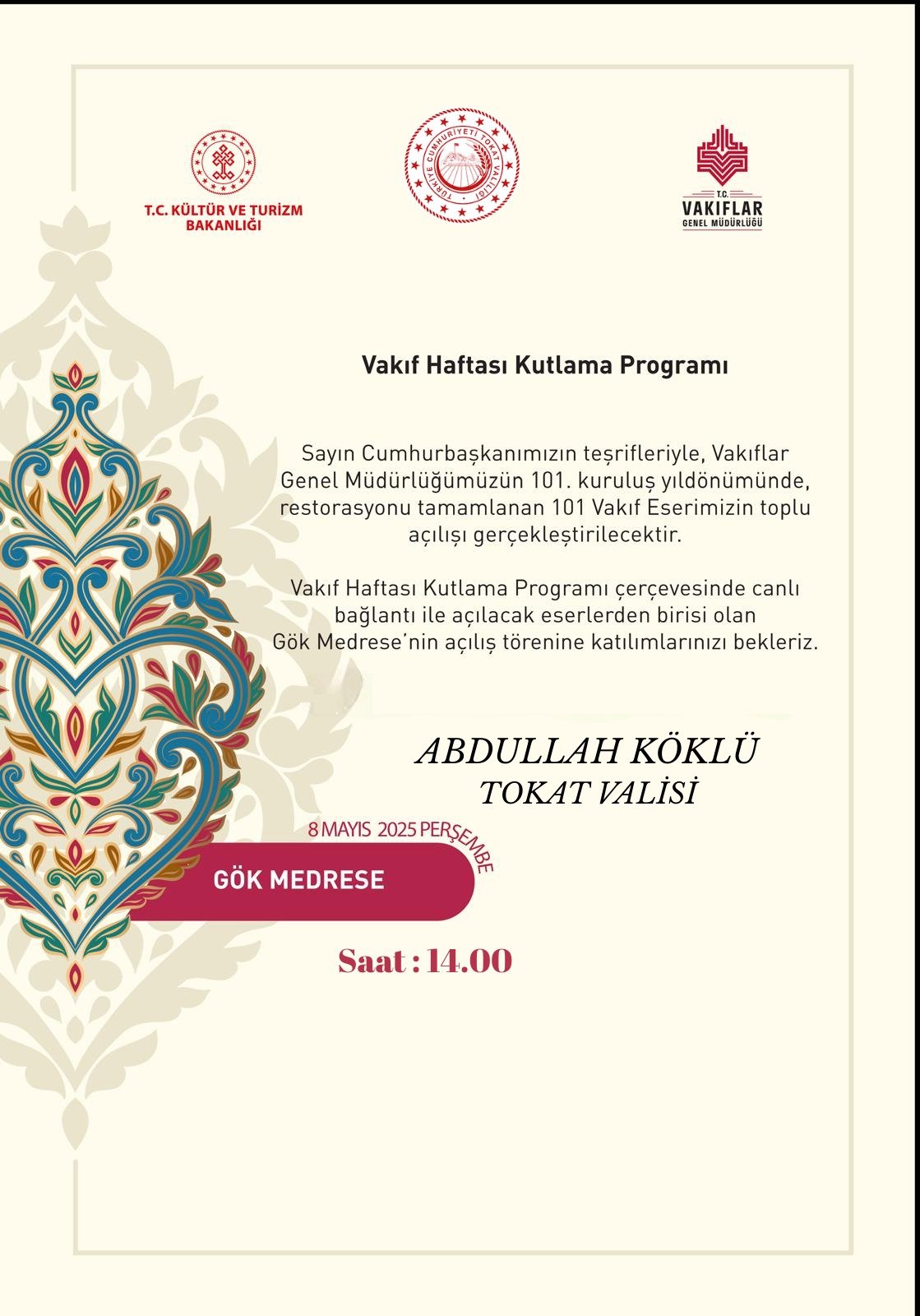 Tokat Gök Medrese, 101 Vakıf Eseri ile Yeniden Açılıyor!