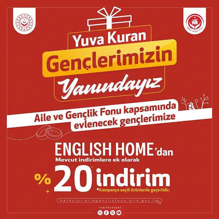 English Home'dan %20 indirim