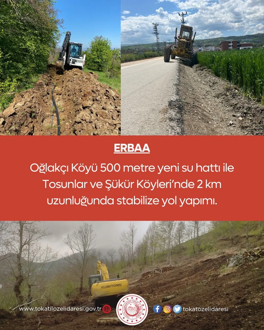 Erbaa: İçme Suyu Hattı ve Yol Çalışmaları